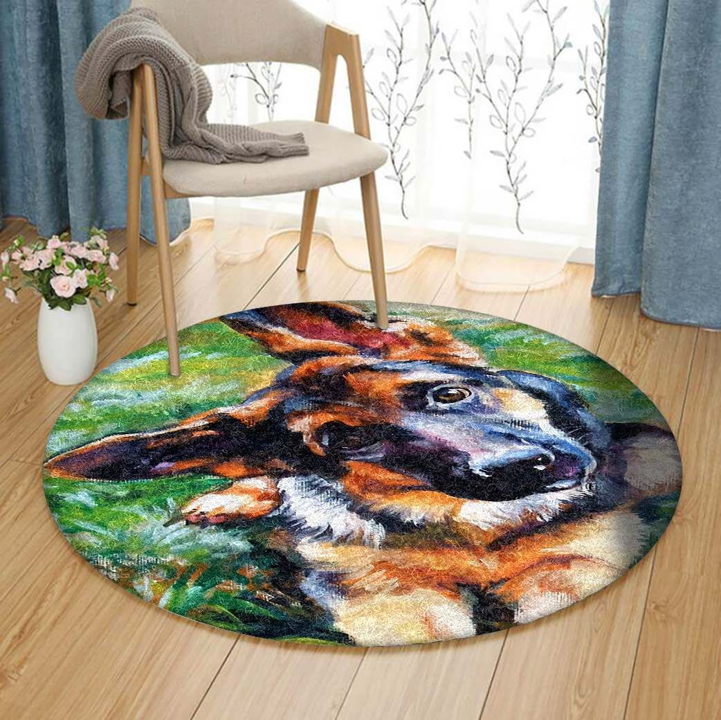 German Shepherd Round Rug Carpet Bedroom Livingroom Home Decor