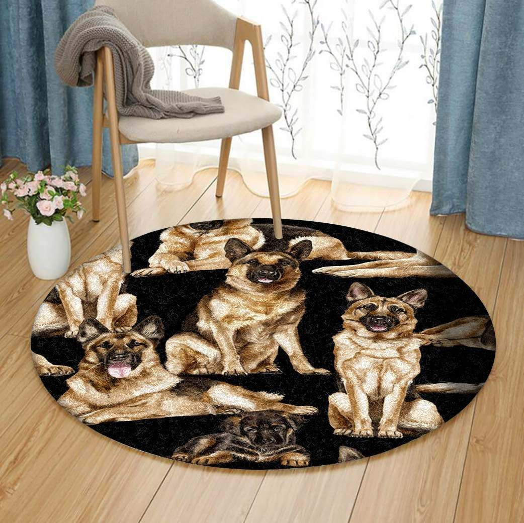 German Shepherd Round Rug Carpet Bedroom Livingroom Home Decor
