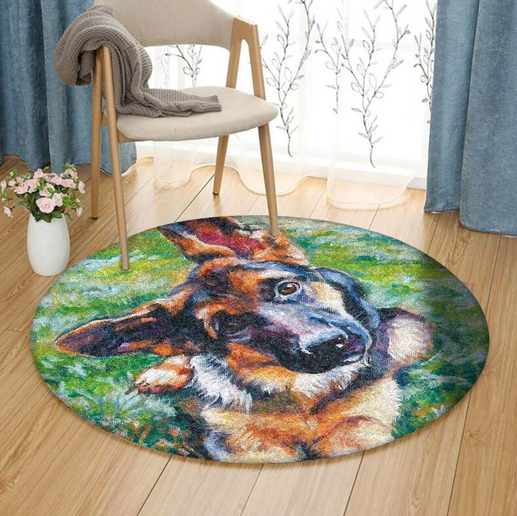 German Shepherd Round Rug Carpet Bedroom Livingroom Home Decor