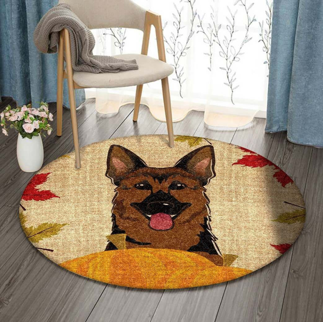 German Shepherd Thanksgiving Round Rug Carpet Bedroom Livingroom Home Decor