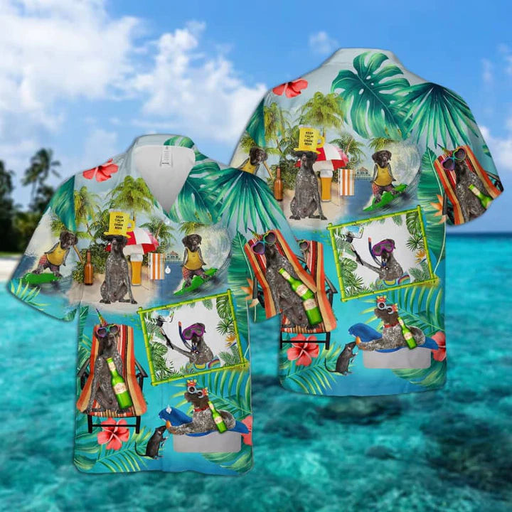 German Shorthaired Pointer Surfing Hawaiian Shirt