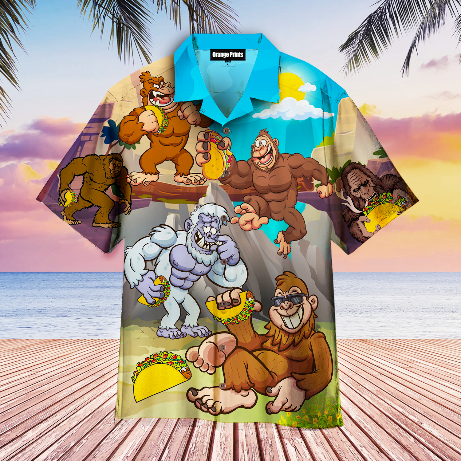 Get Here Funny Bigfoot Love Tacos Hawaiian Shirt