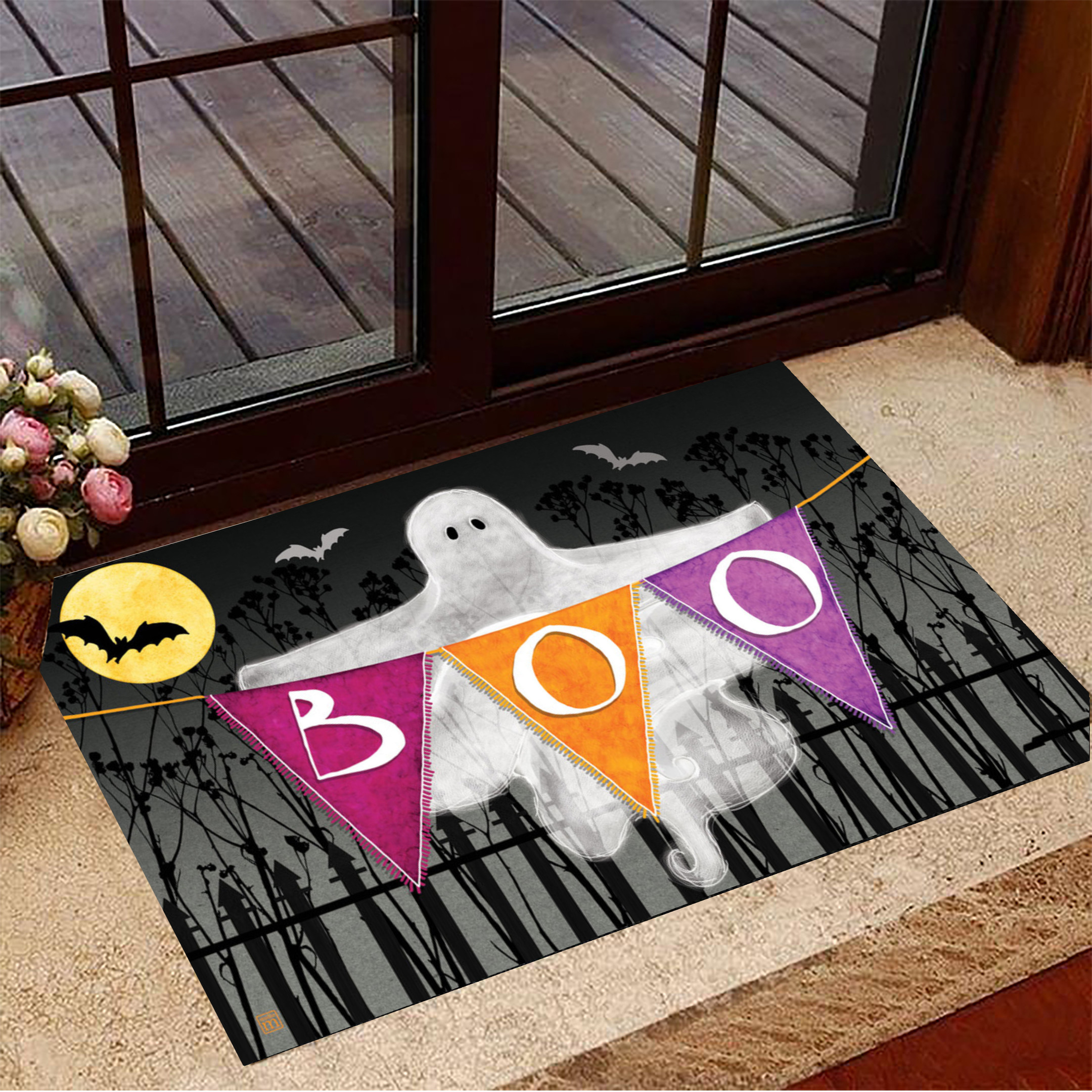 Ghost Rubber Doormat Batman Boo Halloween Door Mat Indoor Halloween Decoration Ideas