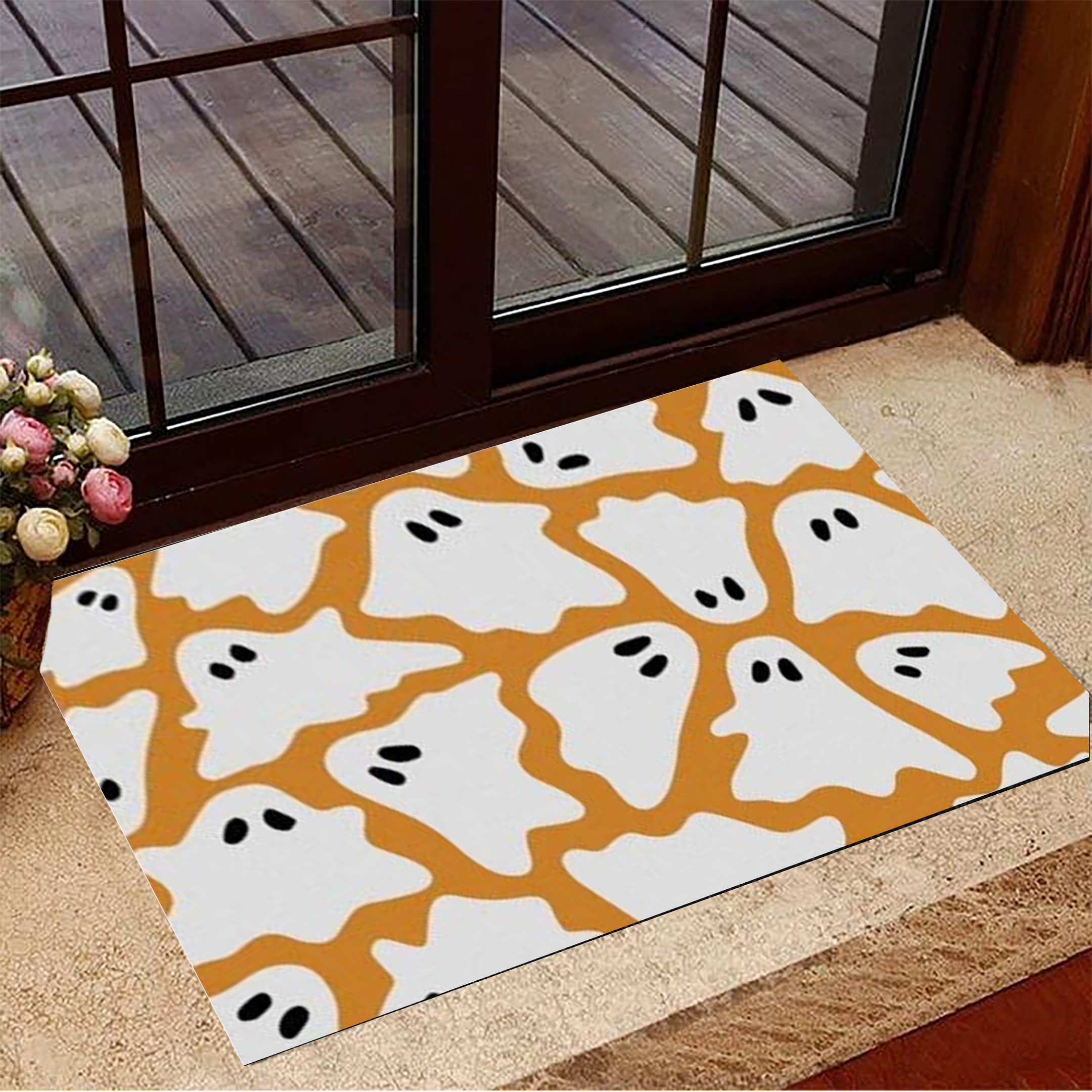 Ghost Rubber Doormat Halloween Front Door Mat Indoor Halloween Decorations For House