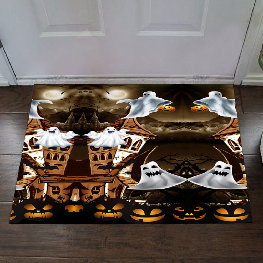 Ghosts Happy Halloween Rubber Doormat Dog Front Door Scary Halloween Decorations Indoor