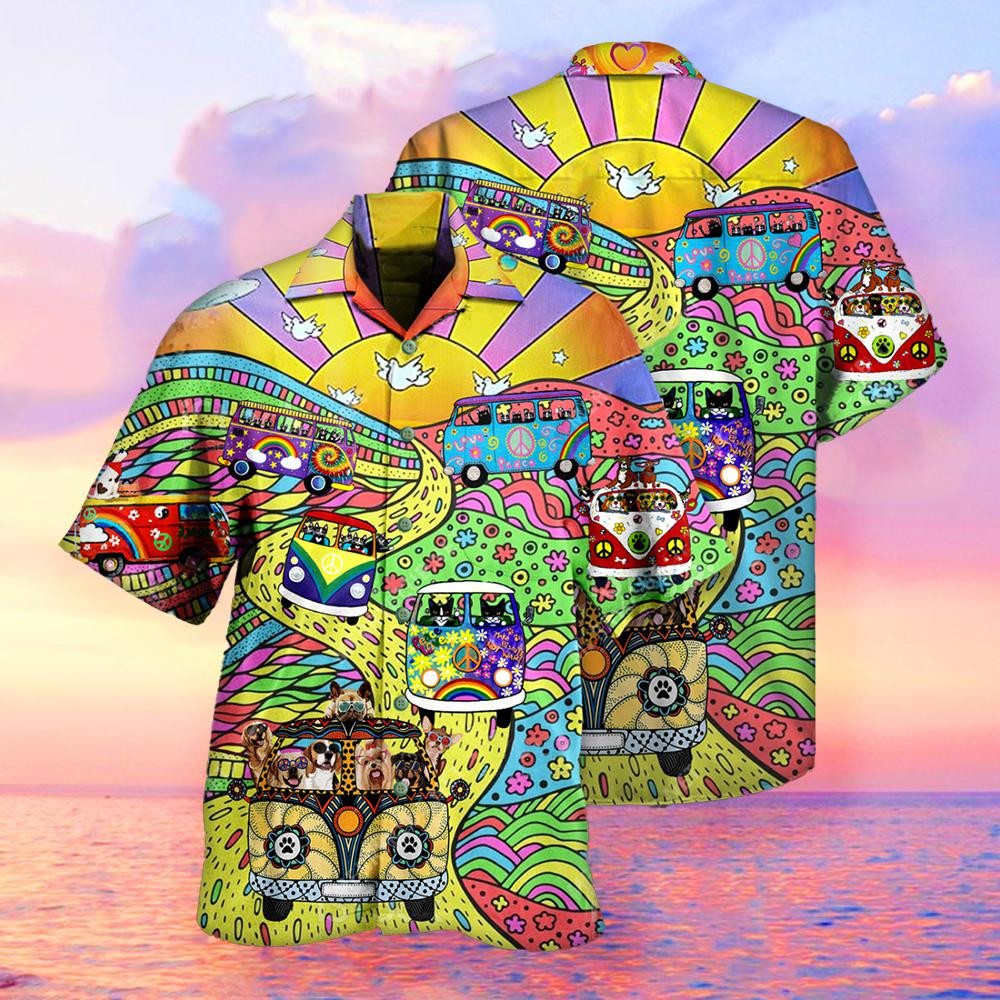Gift For Pet Lover Trippie Hippie Cat Dog Hawaiian Shirt