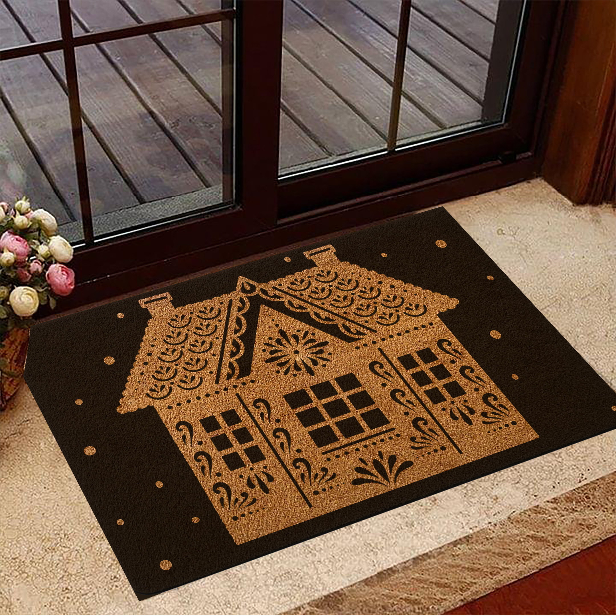 Gingerbread House Rubber Doormat 2022 Christmas Front Door Welcome Mats Decoration Gift Ideas