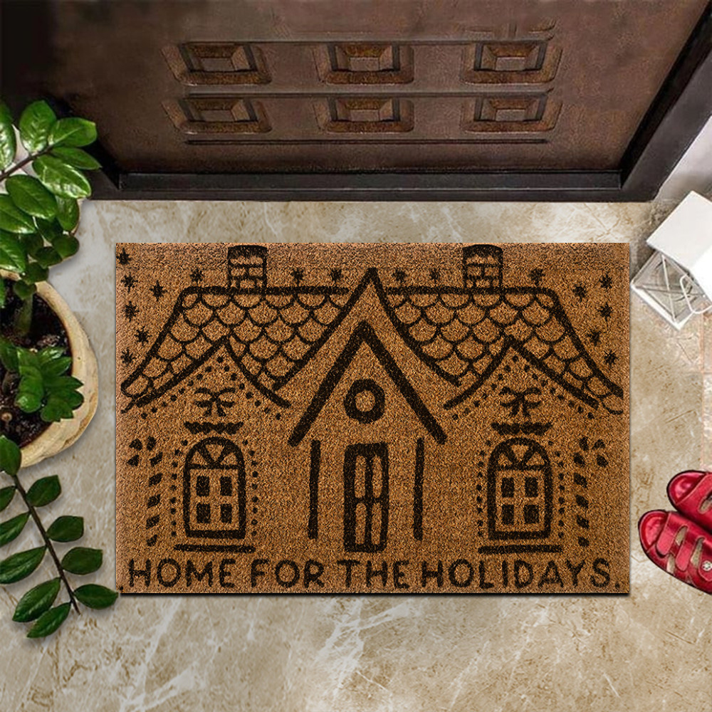 Gingerbread House Rubber Doormat 2022 Christmas Gingerbread Rubber Doormat Christmas Home Decor