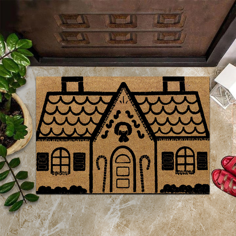 Gingerbread House Rubber Doormat 2022 Christmas Gingerbread Rubber Doormat Holiday Home Decor