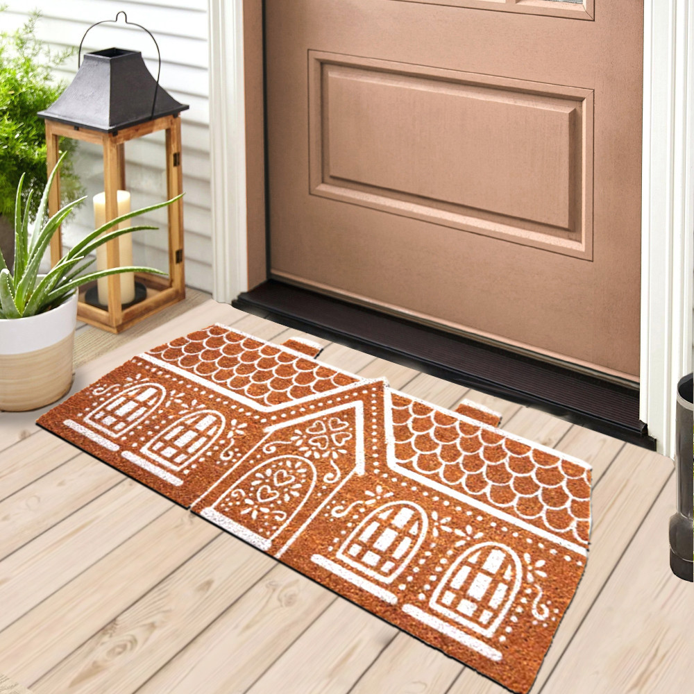 Gingerbread House Rubber Doormat Merry Christmas Rubber Doormat Front Door Decorations