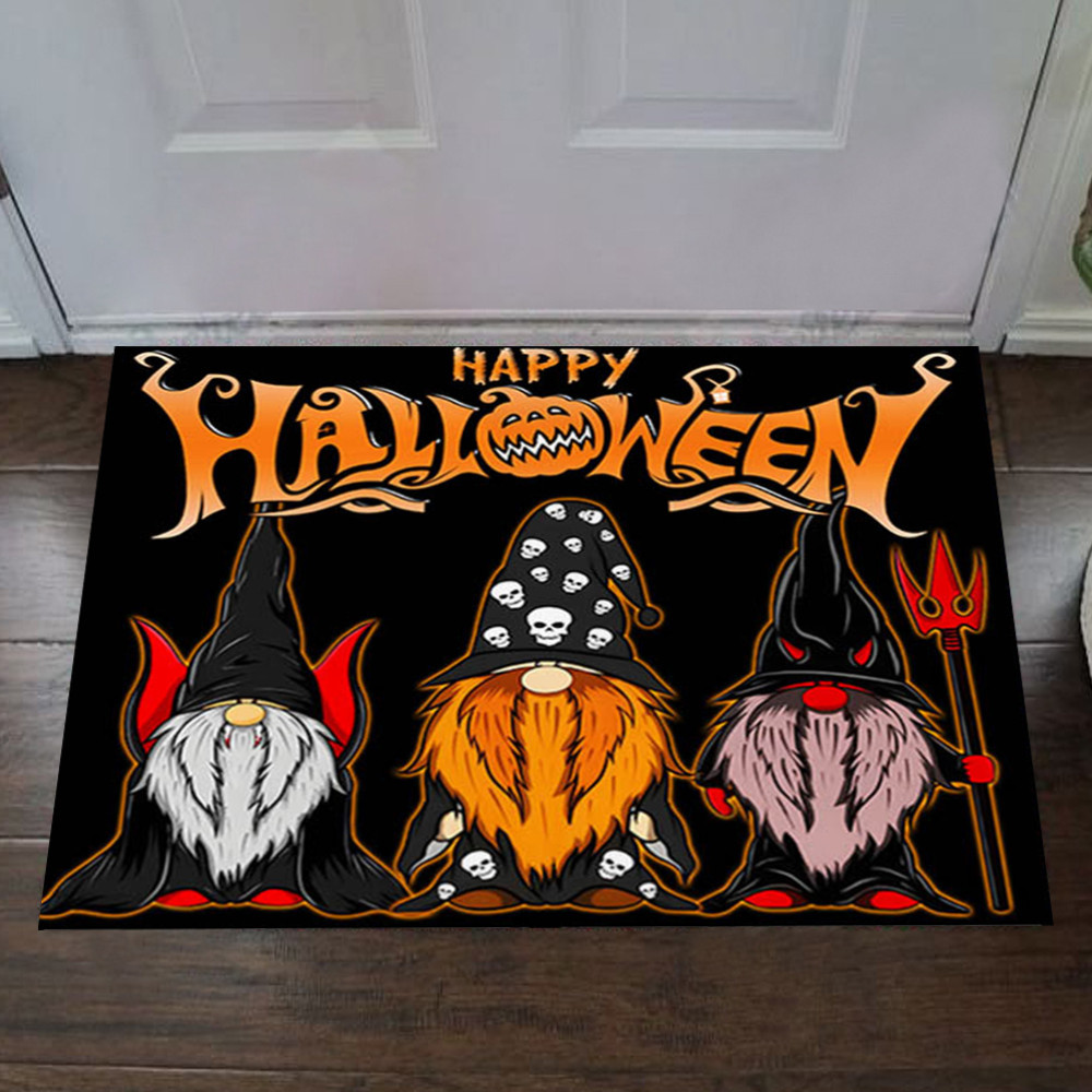 Gnome Happy Halloween Rubber Doormat Halloween Front Door Mat Home Decoration