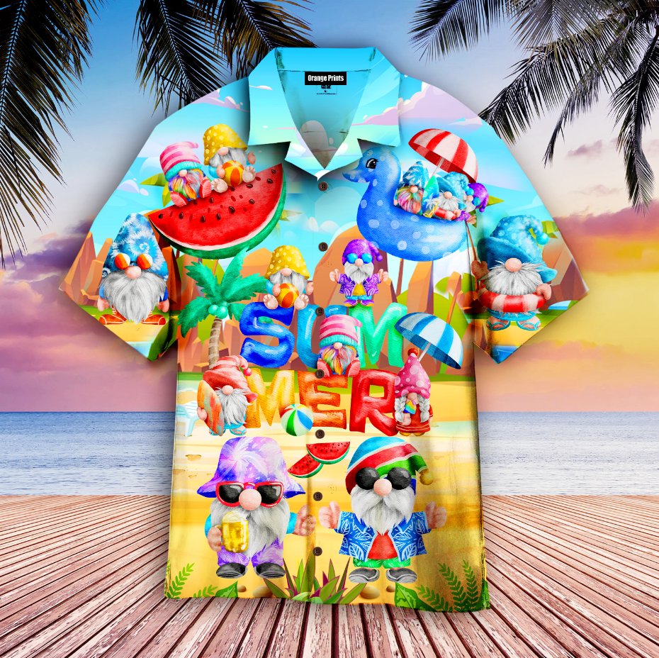 Gnomes And Beach Hello Summer Hawaiian Shirt
