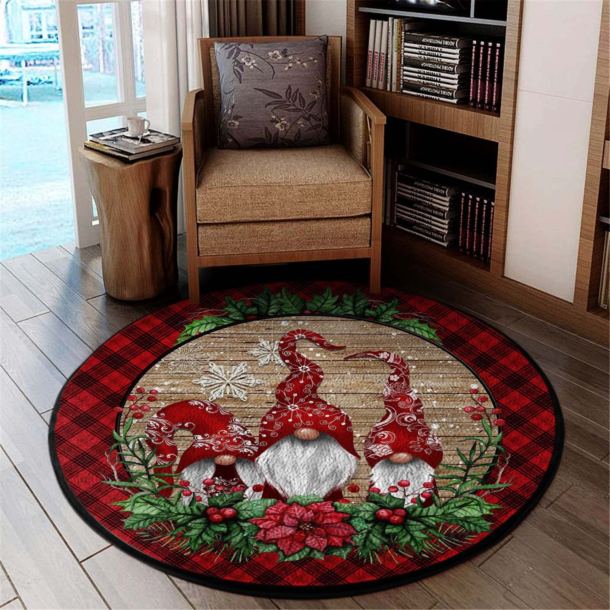 Gnomes Christmas Decor Round Rug Carpet Bedroom Livingroom Home Decor