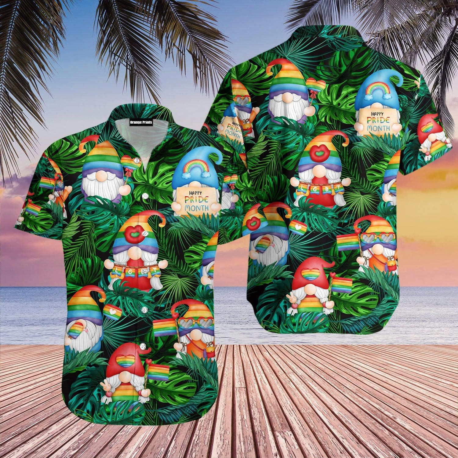 Gnomes LGBT Rainbow Friend Lovers Love Is Pride Hawaiian Shirt