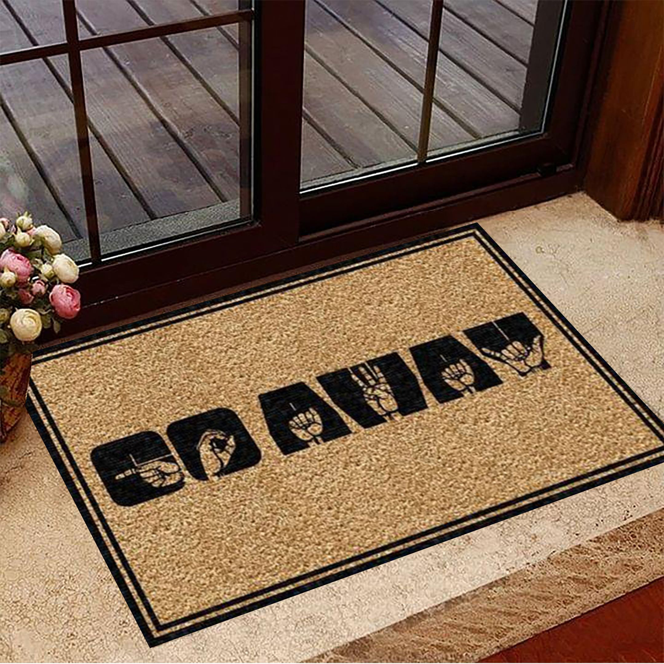 Go Away Sign Language Rubber Doormat Indoor Door Mats Non Slip Housewarming Gift Ideas