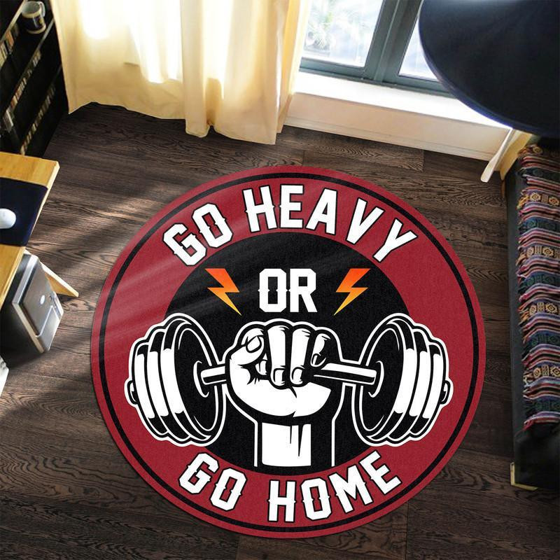 Go Heavy Or Go Home Gym Round Rug Carpet Bedroom Livingroom Home Decor - Image 3