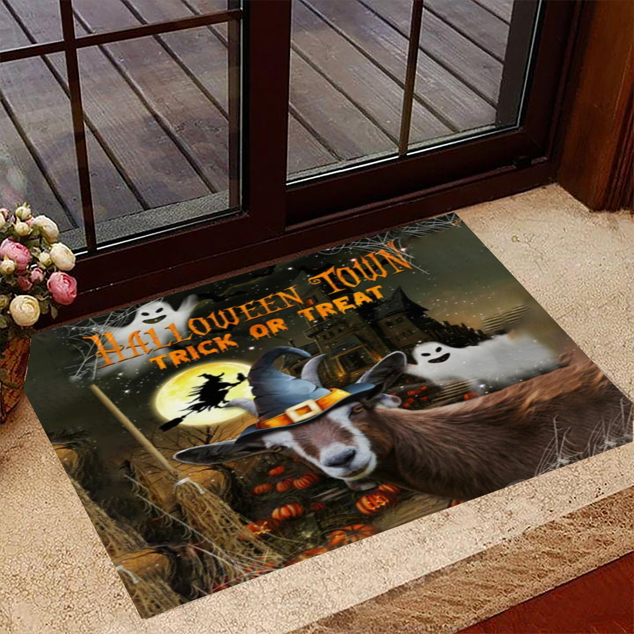 Goat Halloween Town Trick Or Treat Rubber Doormat Goat Farm Indoor Halloween Decor