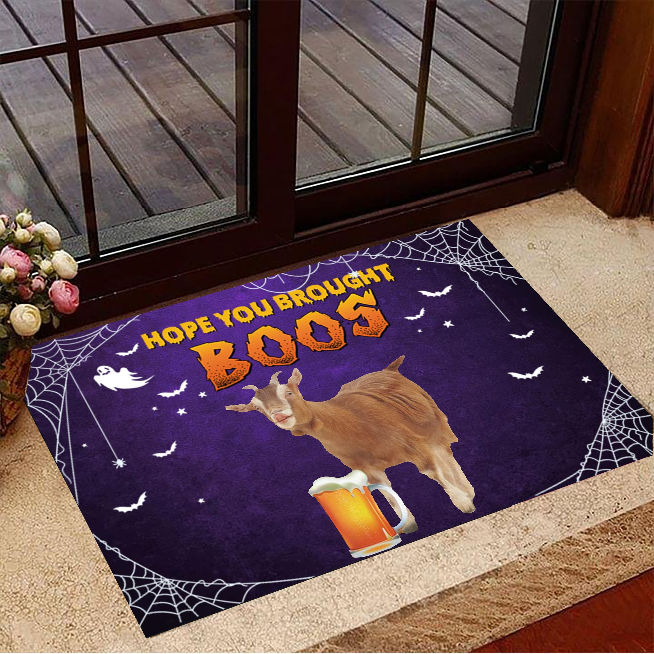 Goat Hope You Brought Boos Rubber Doormat Best Indoor Door Mats Halloween Theme Decorations