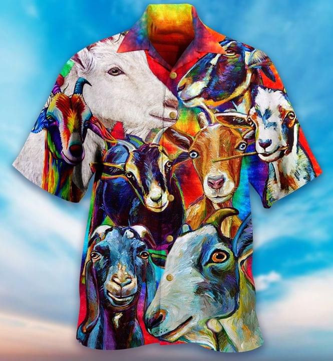 Goats Animal Print Hawaiian Shirt