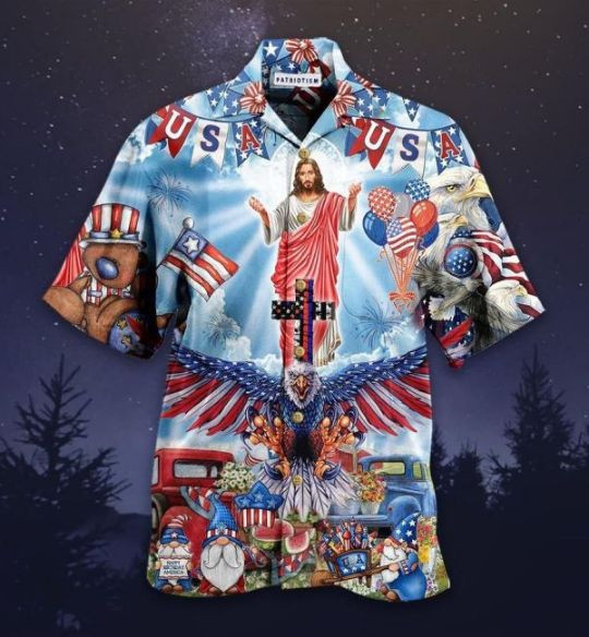 God Bless American Merry Christmas Hawaiian Shirt