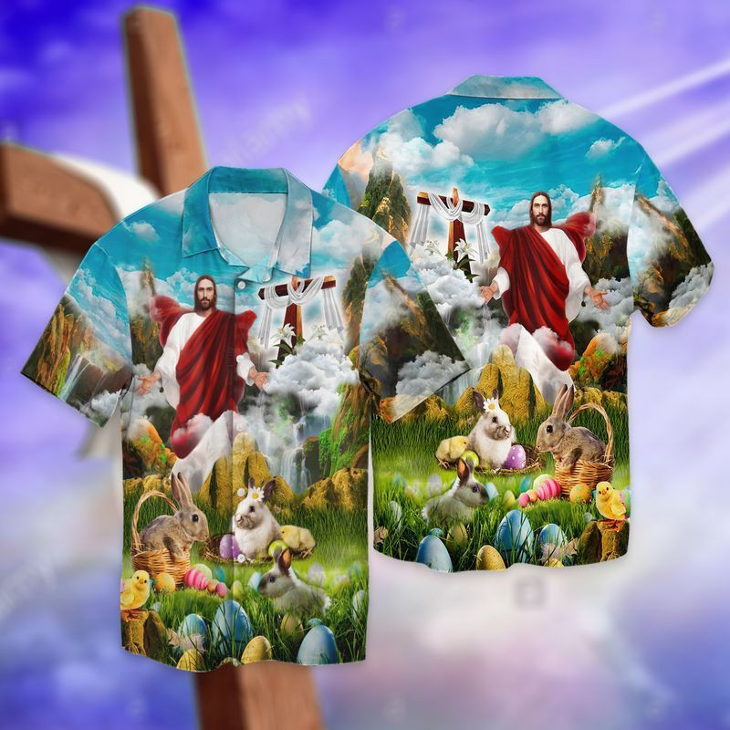 God Jesus And Rabbit Hawaiian Shirt