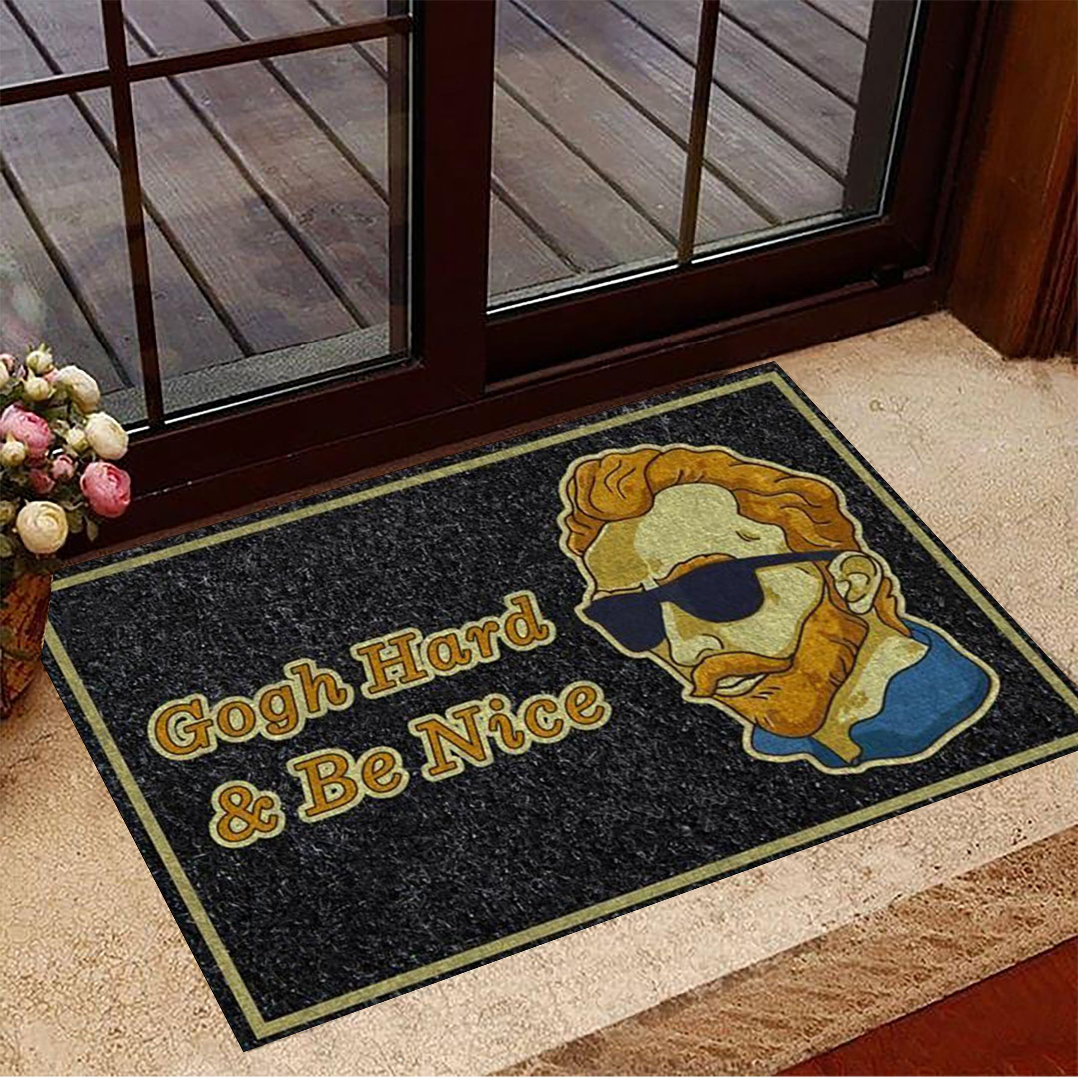 Gogh Hard And Be Nice Van Gogh Rubber Doormat Welcome Home Mat Home Decor Living Room