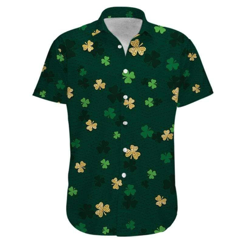 Gold And Green Shamrock Saint PatrickÃ­S Day Hawaiian Shirt