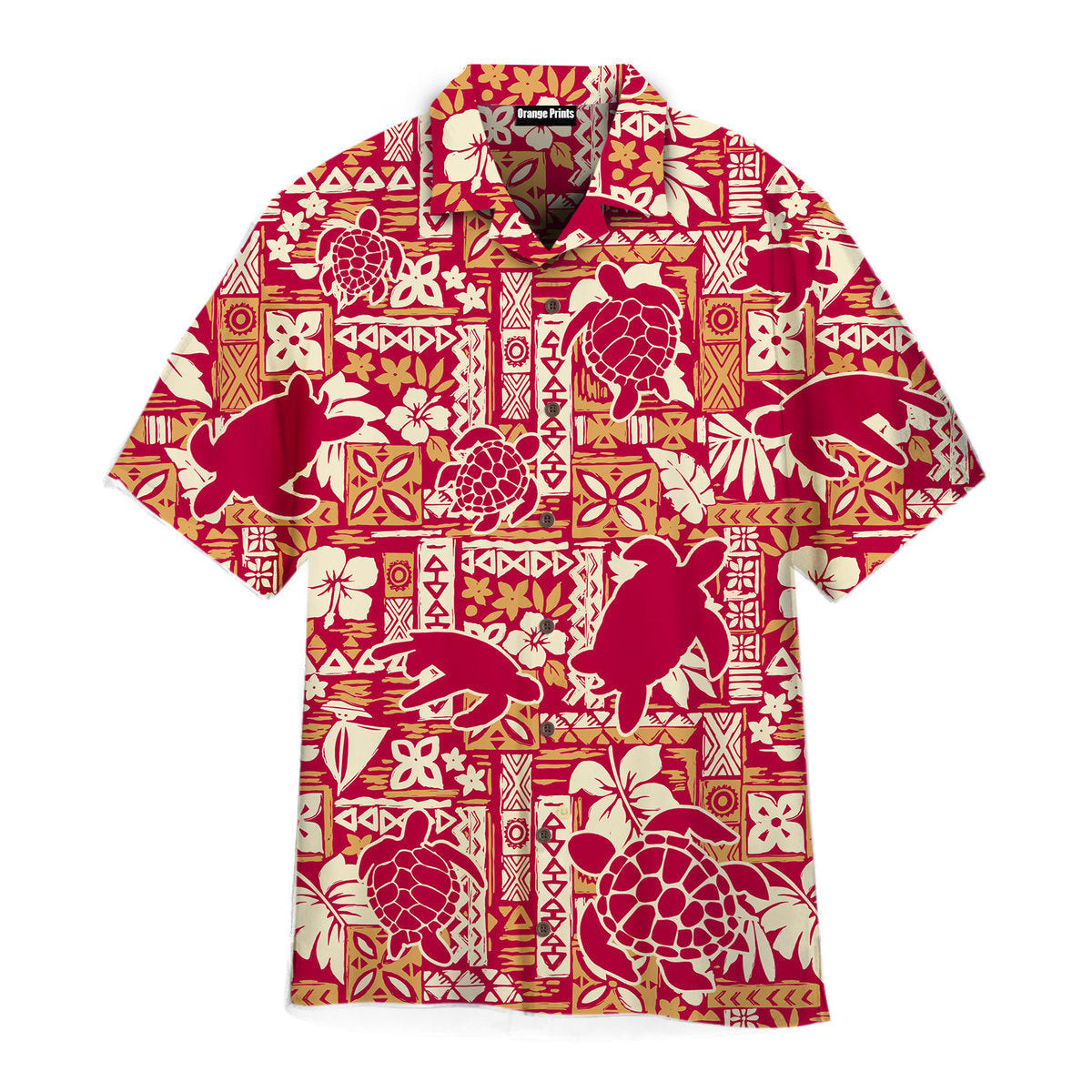 Gold Turtle Native Aloha Hawaiian Shirt