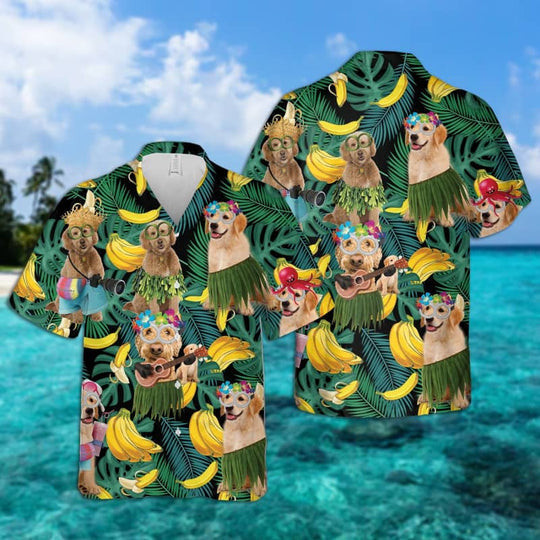 Golden Doodle Summer Leaves Hawaiian Shirt