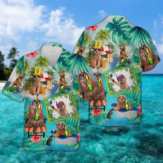 Golden Doodle Surfing Hawaiian Shirt