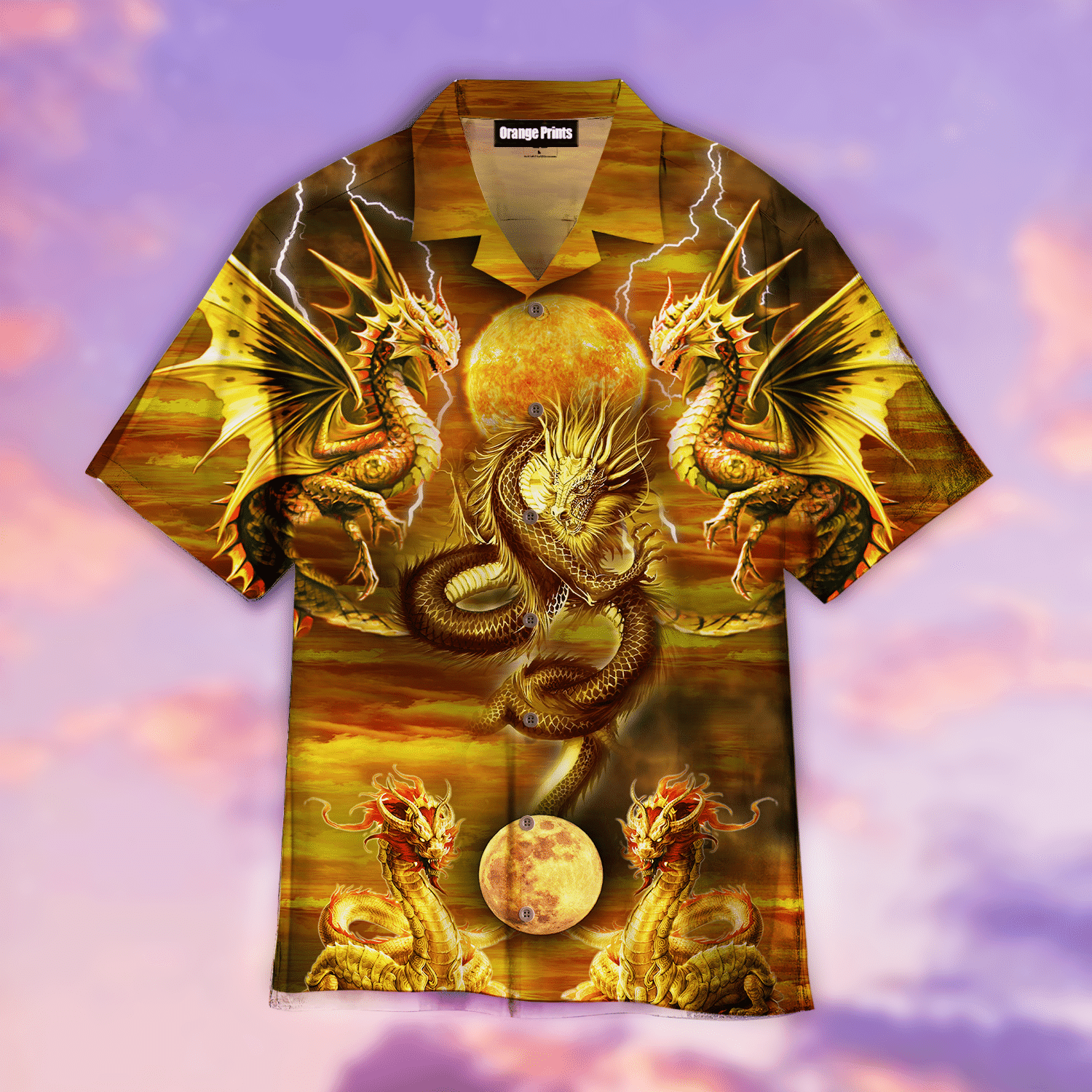 Golden Dragon Yellow Hawaiian Shirt