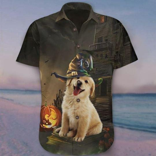 Golden Retriever Halloween Hawaiian Shirt