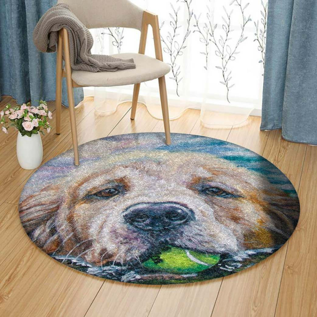 Golden Retriever Round Rug Carpet Bedroom Livingroom Home Decor