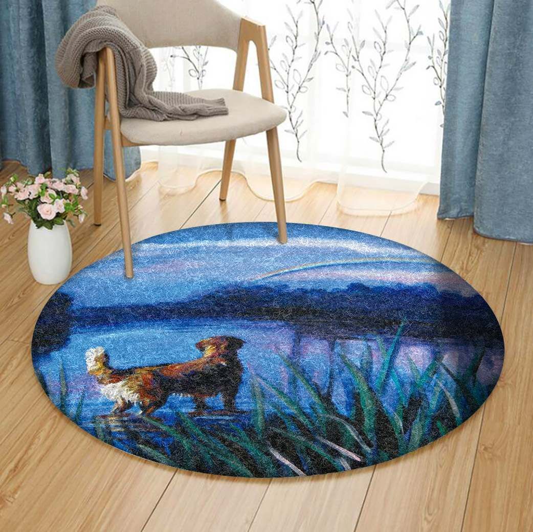 Golden Retriever Round Rug Carpet Bedroom Livingroom Home Decor