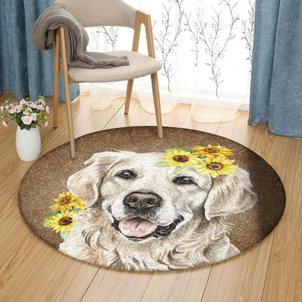 Golden Retriever Sunshine Round Rug Carpet Bedroom Livingroom Home Decor