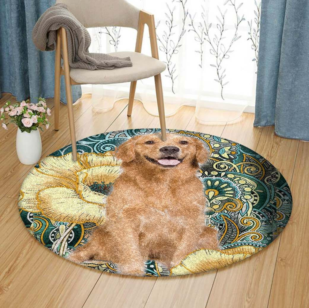 Golden Round Rug Carpet Bedroom Livingroom Home Decor