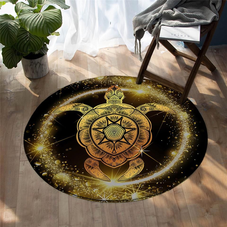 Golden Turtle Round Rug Carpet Bedroom Livingroom Home Decor