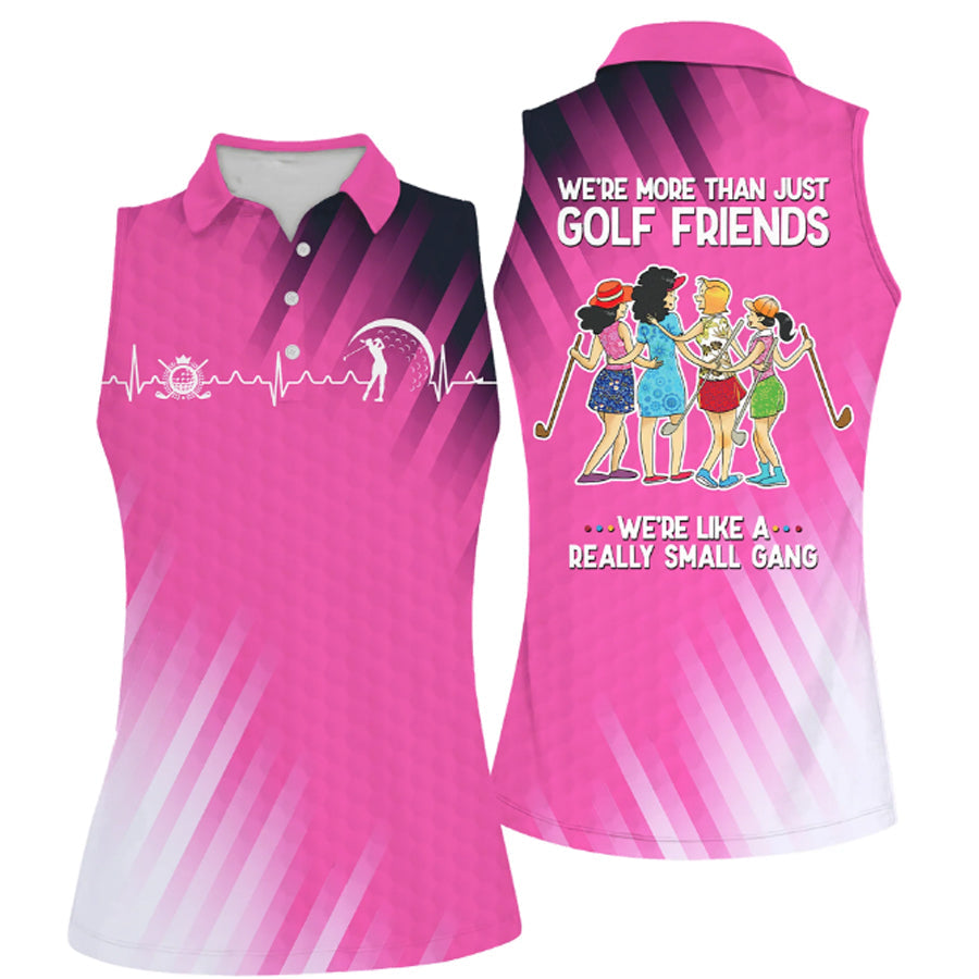 Golf Friends Nice Shot Team Muticolor Sleeveless Polo Shirt For Ladies, Golf Shirt