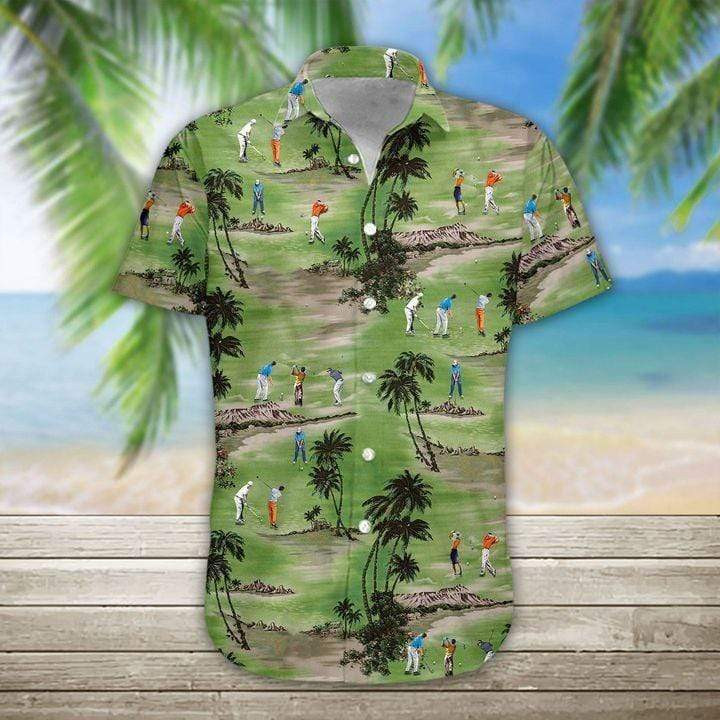 Golfer On Green Field Unisex Hawaiian Shirt