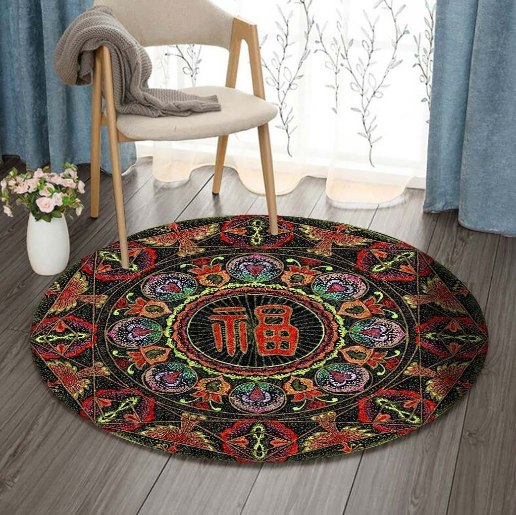 Good Fortune Round Rug Carpet Bedroom Livingroom Home Decor