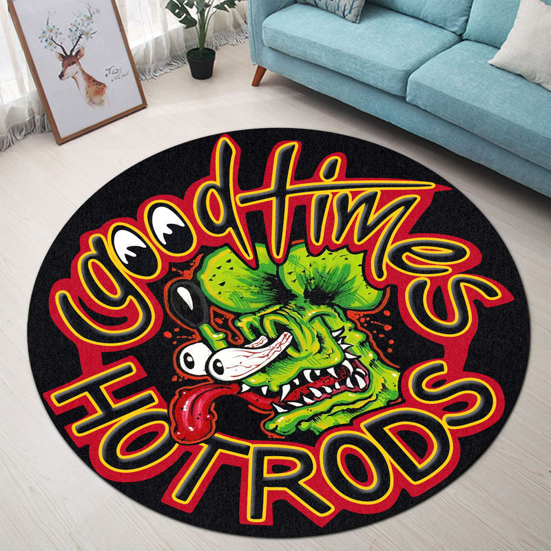 Good Times Hot Rod Round Rug Carpet Bedroom Livingroom Home Decor