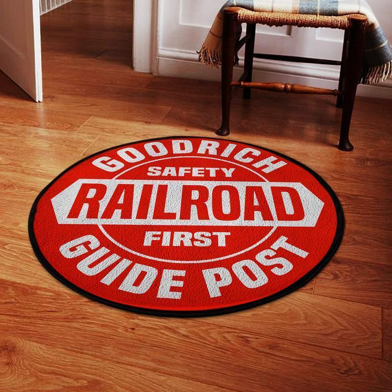 Goodrich Railroad Guide Post Round Rug Carpet Bedroom Livingroom Home Decor