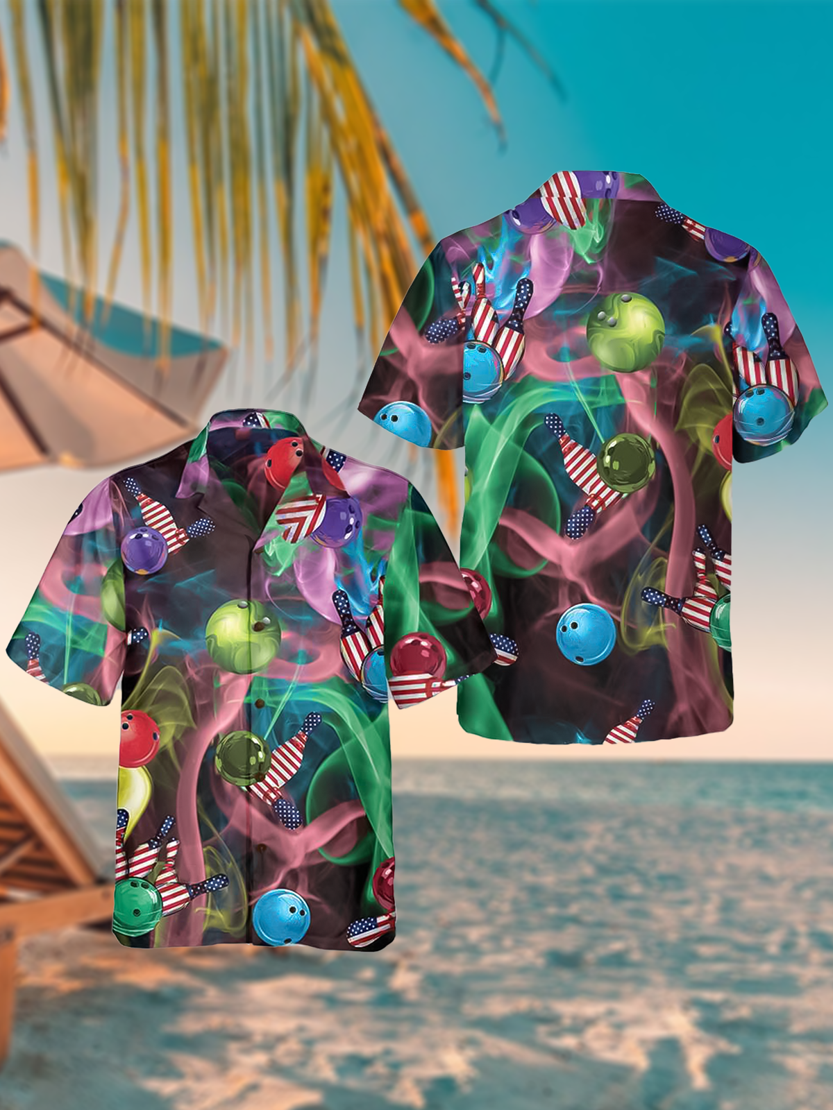 Gradient Bowling Element Pattern Hawaiian Shirt