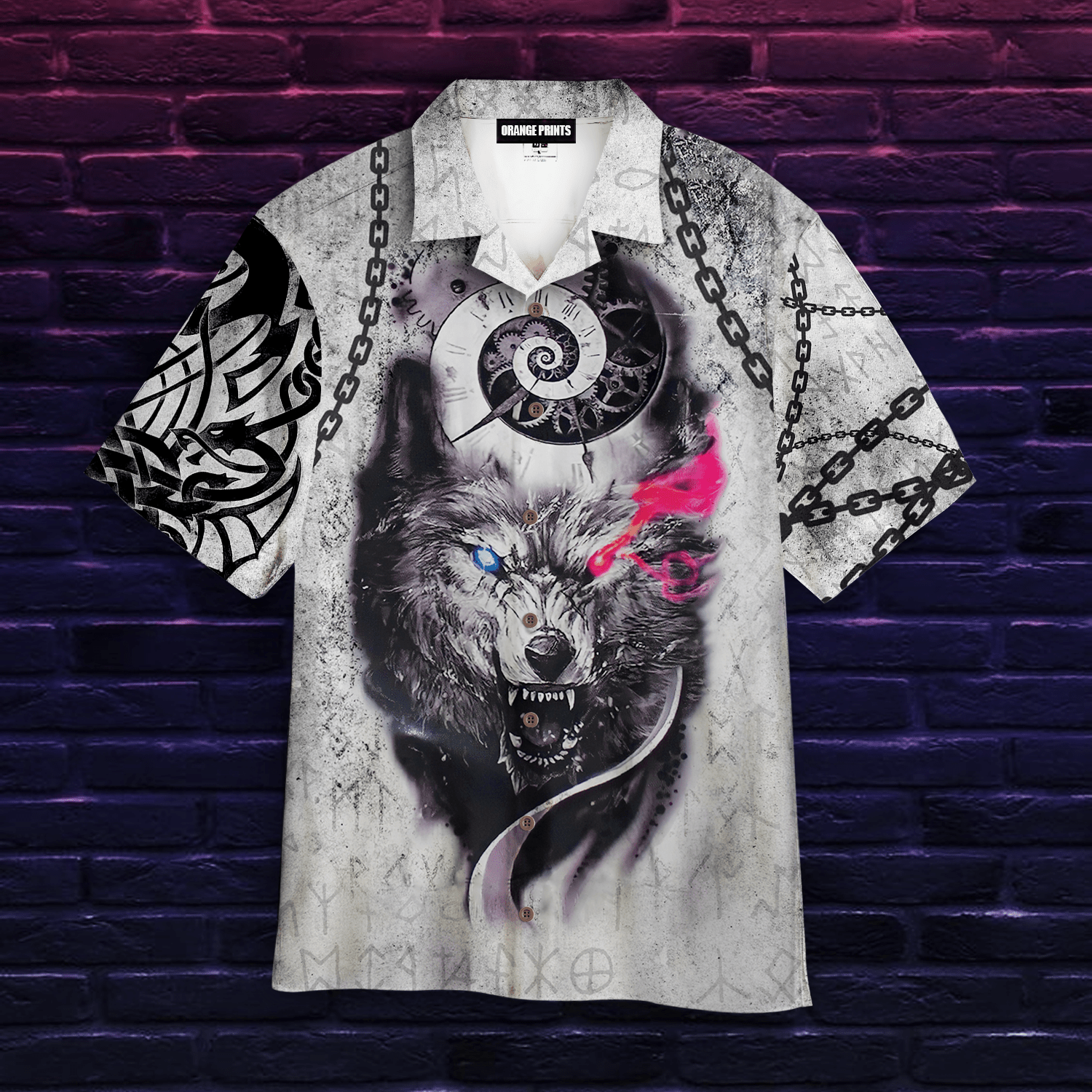 Gray Wolf Tattoo Hawaiian Shirt