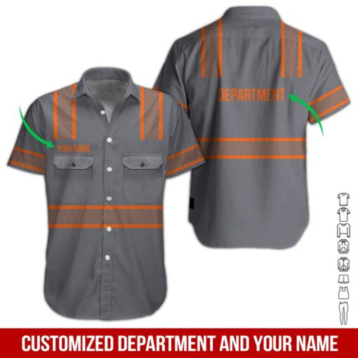 Gray Workwear Personalized Hawaiian Shirt