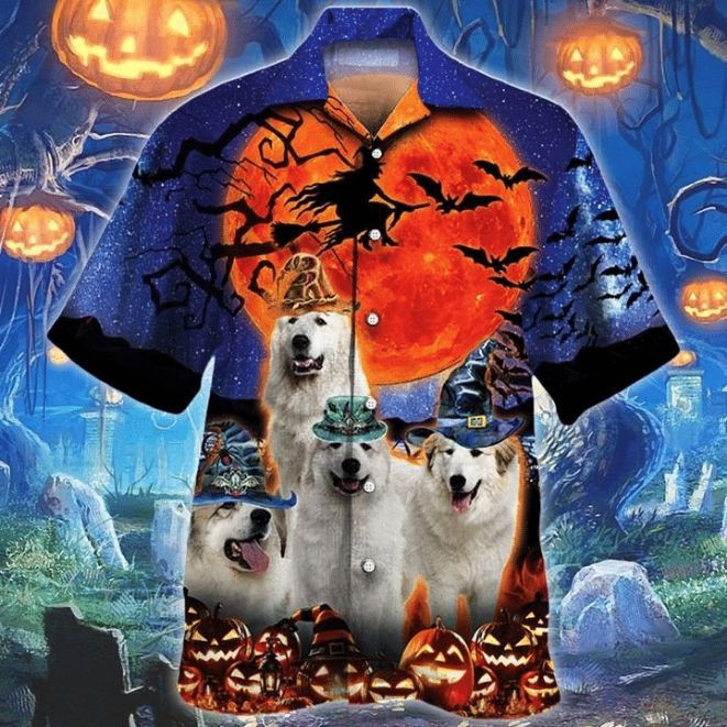 Great Pyrenees Dog Lovers Halloween Night Hawaiian Shirt