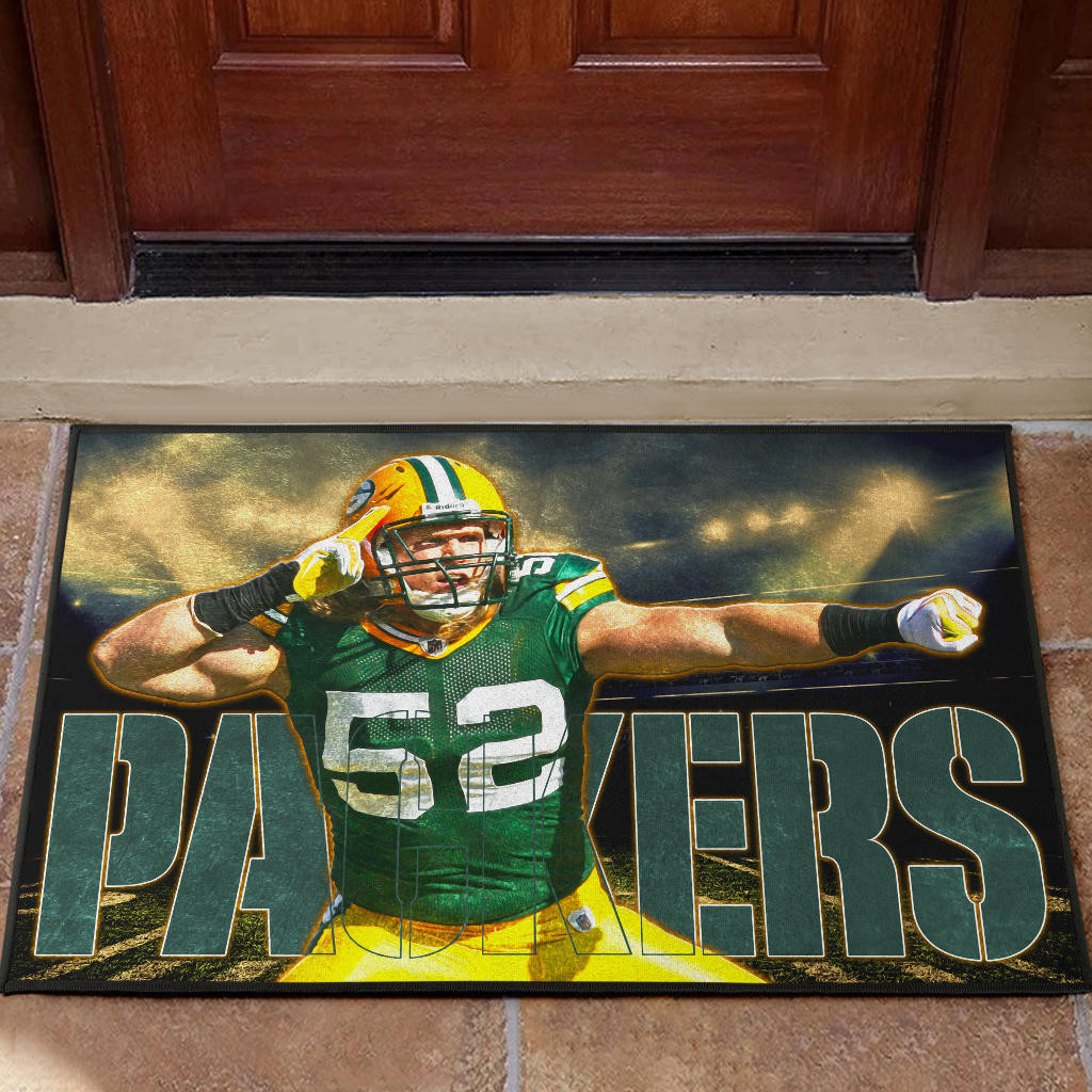 Green Bay American Football Packers Cute Clay Matthews 52 Under Flashlight Rubber Doormat Home Decor