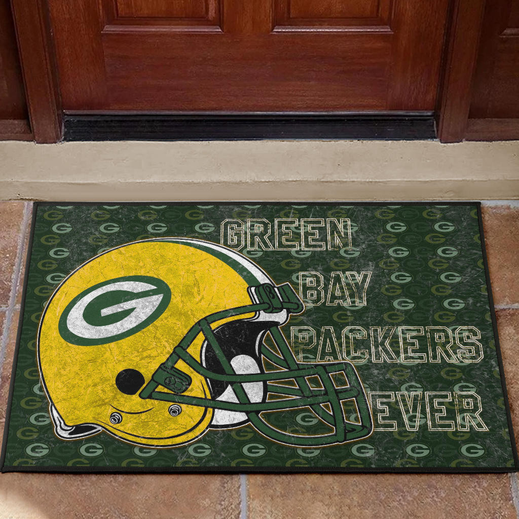 Green Bay American Football Packers Packers Ever Yellow Vintage G Helmet Rubber Doormat Home Decor