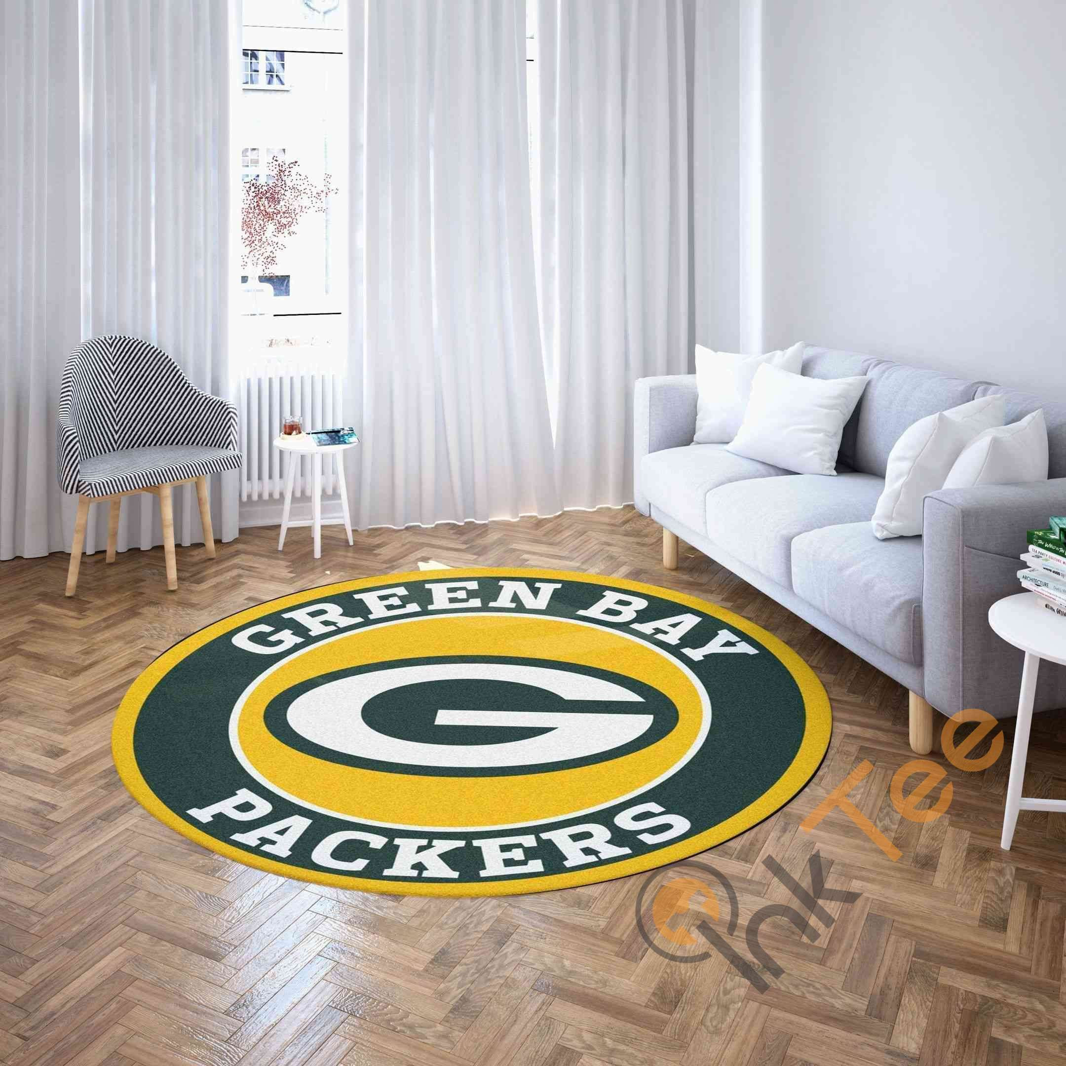 Green Bay Packers Round Rug Carpet Bedroom Livingroom Home Decor