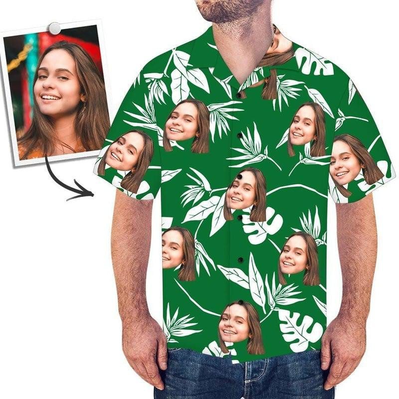 Green Custom Photo Hawaiian Shirt